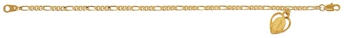 Gold Tone Figaro Chain Miraculous Medal Bracelet BR96