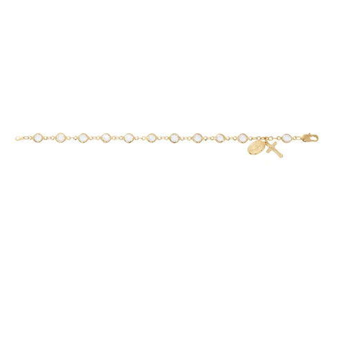 Gold Plated Crystal Stone Rosary Bracelet BR175H
