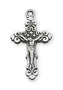 Sterling Silver Crucifix with Rhodium Plated Chain L9103