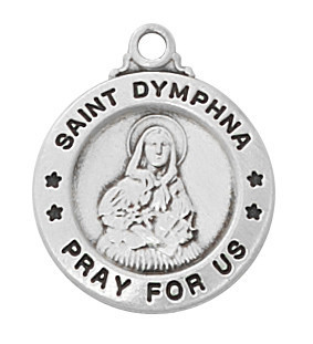 St. Dymphna Sterling Silver Medal on 18" Chain L700DY