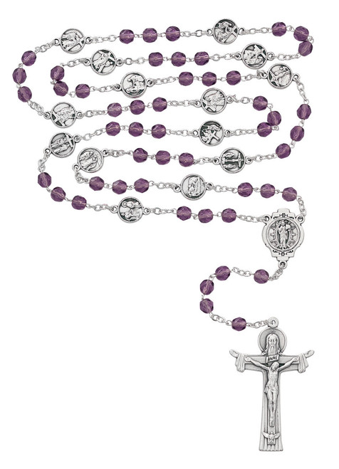6mm Purple Glass Stations of the Cross Rosary P261C