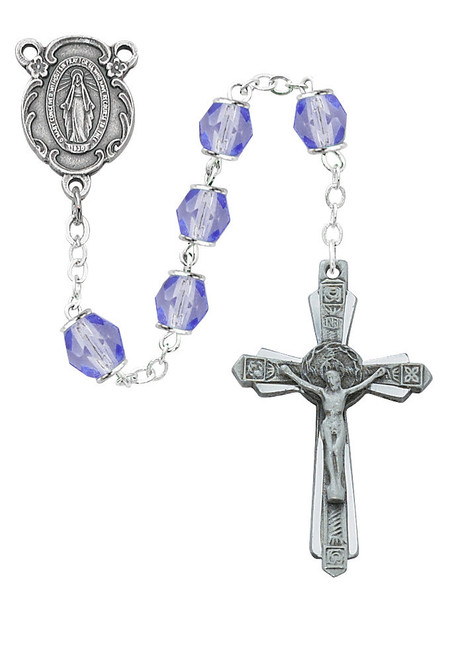 6mm Periwinkle Glass Bead Rosary R979F
