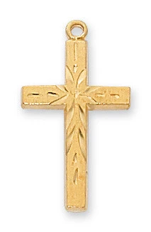 Gold over Sterling Silver Cross on 16-18" Chain J7002