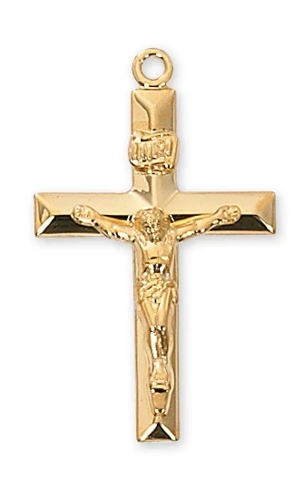 Gold over Sterling Silver Crucifix on 24" Chain J8011