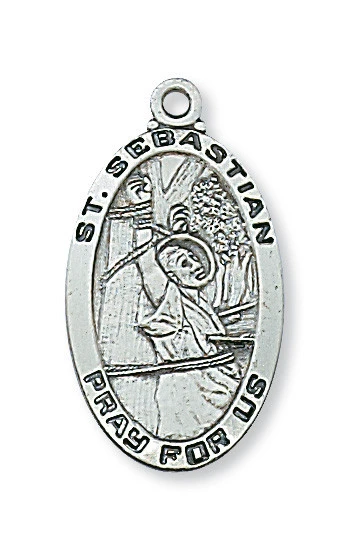Sterling Silver St. Sebastian Medal on 24" Chain L550SB