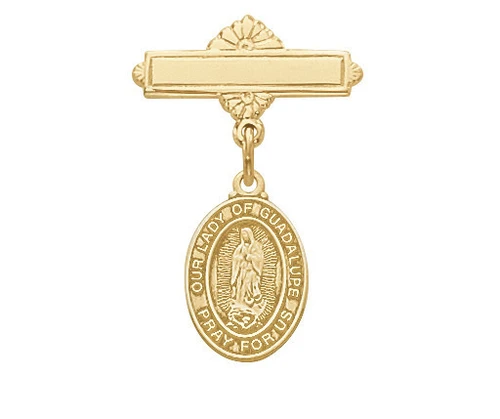 Gold over Sterling Silver Our Lady of Guadalupe Baby Pin 438J