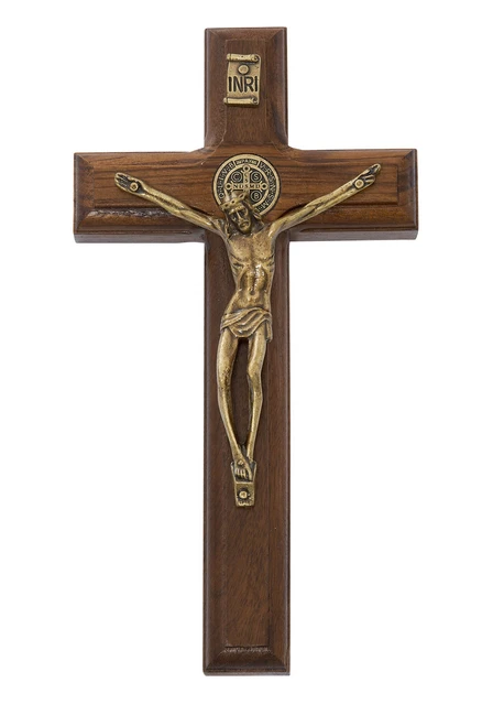 6.75" Brazilian Walnut St. Benedict Wall Crucifix 82-11