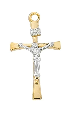 Gold over Sterling Silver Two-Tone Crucifix on 16-18" Chain JT9119