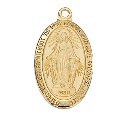 Gold over Sterling Silver Miraculous Medal on 18" Chain J500MI