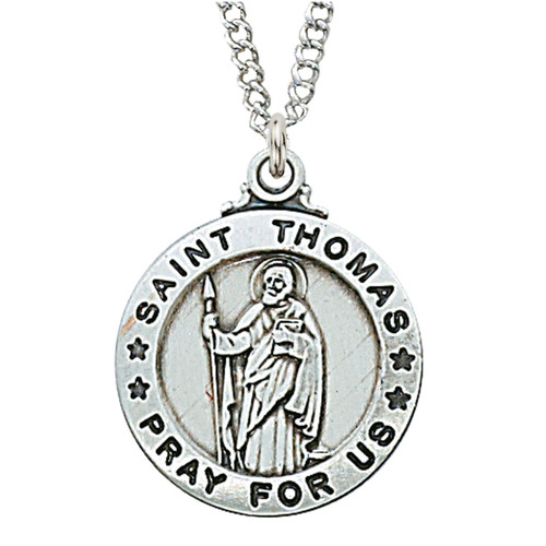 Sterling Silver St. Thomas the Apostle Medal on 20" Chain L600TA