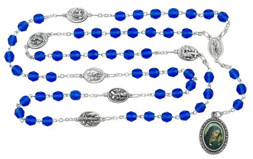 7mm Blue Glass Seven Sorrows Chaplet R525DF
