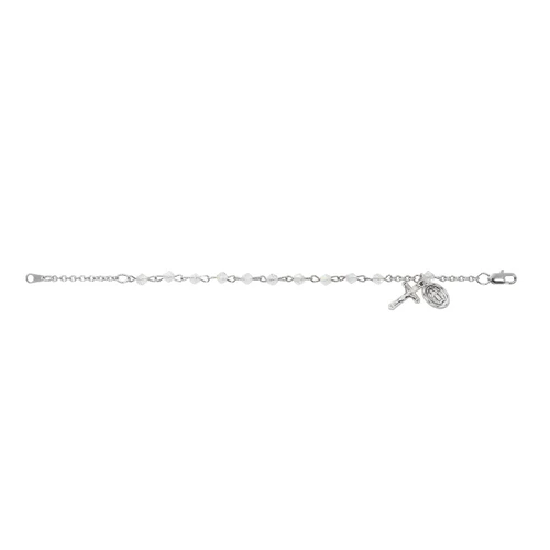Sterling Silver 6 1/2" Crystal Bracelet with Miraculous Medal BR24