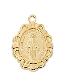 Gold over Sterling Silver Baby Miraculous Medal on 13" Chain J588B