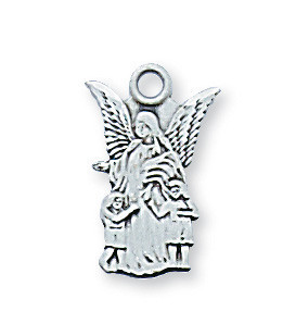 Sterling Silver Guardian Angel Baby Medal on 13" Chain L465B