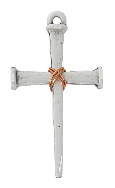 Sterling Silver Two-Tone Nail Cross on 24" Chain L9297