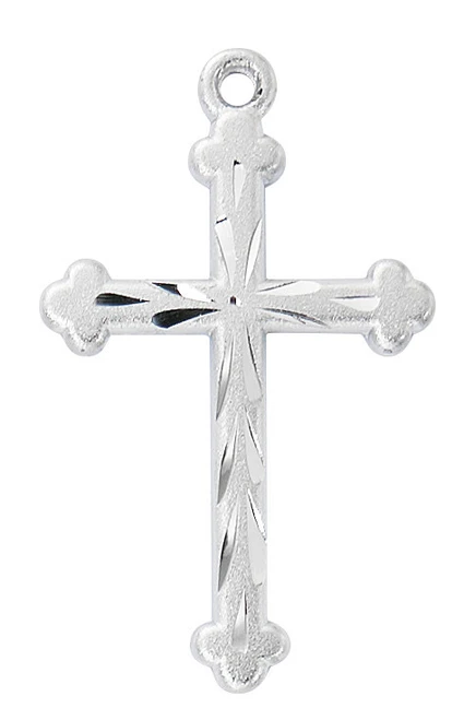 Sterling Silver Bright-Cut Cross on 16-18" Chain L9251