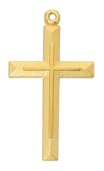 Gold over Sterling Silver Cross on 24" Chain J9225
