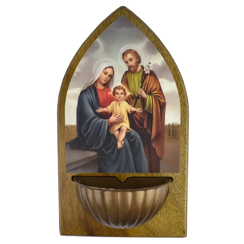 Holy Family Walnut Wood Holy Water Font WF3