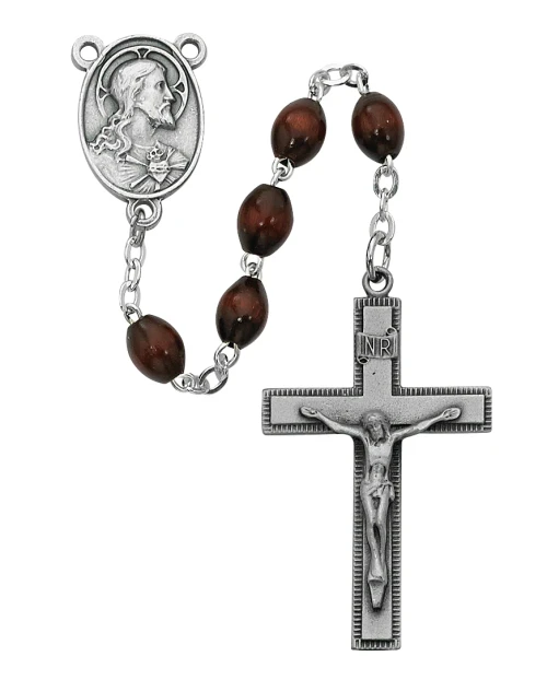 4x6mm Brown Wood Bead Rosary R287DF