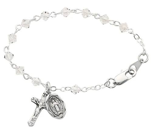 5 1/2" Crystal Baby Bracelet with Miraculous Medal BR126D