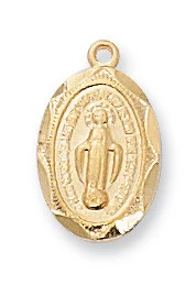 Gold over Sterling Silver Baby Miraculous Medal on 13" Chain J1203MIBT