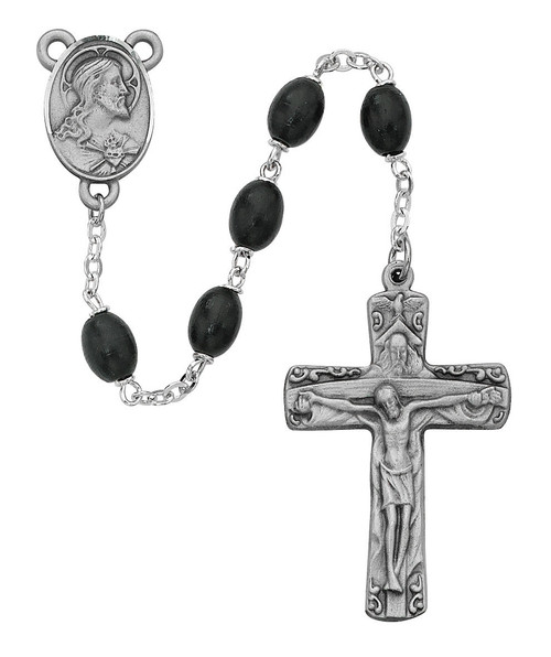 6x8mm Black Wood Trinity Rosary R392D-BKF