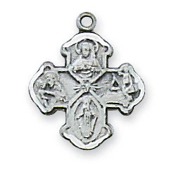 Sterling Silver Baby 4-Way Medal on 13" Chain L28BT