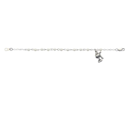 Sterling Silver 3mm Pearl First Communion Bracelet BR75W