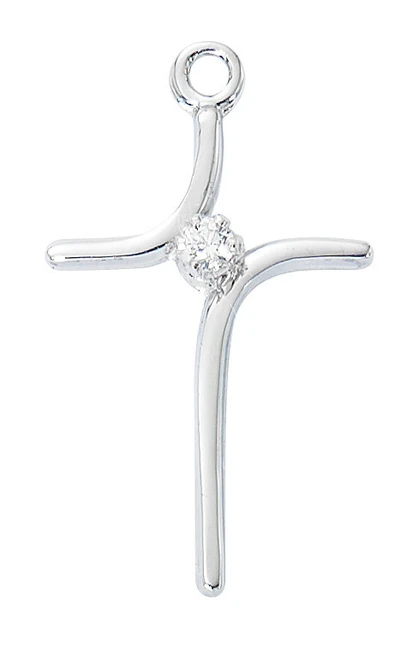 Sterling Silver Curved Cross on 16-18" Chain L9234