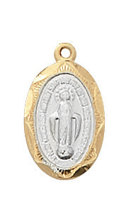 Gold over Sterling Silver Miraculous Medal in Gift Box J802XT