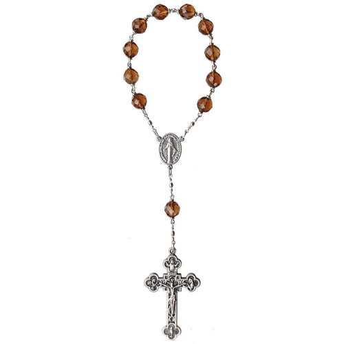 8mm Amber Crystal One Decade Rosary, CR138