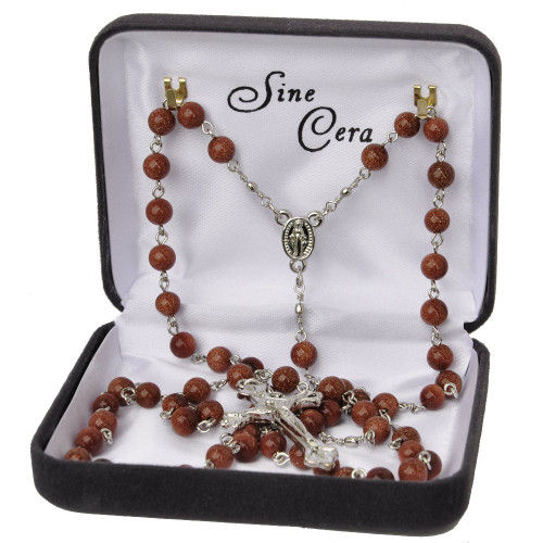 6mm Goldstone Rosary, R1359