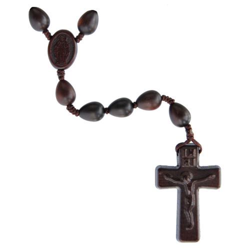 12mm Teardrop Dark Jujube Wood Rosary, R3844