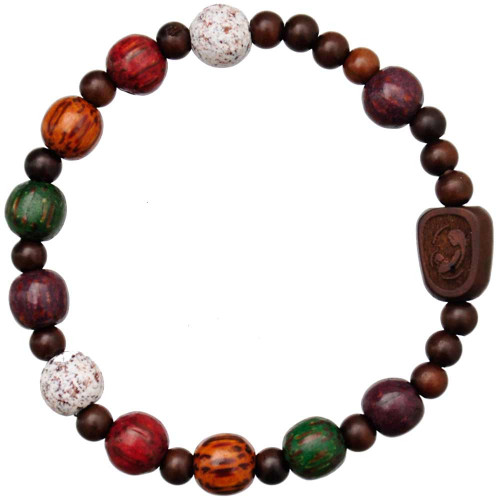 Rosary Bracelet with 8mm Five Color Wood Beads, RBS2P