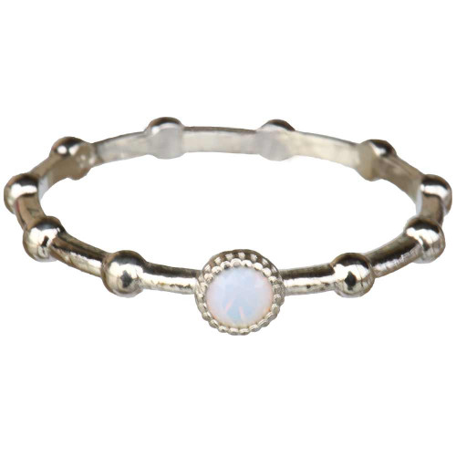 Sterling Silver June Birthstone Rosary Ring with Cubic Zirconia, RRJUN
