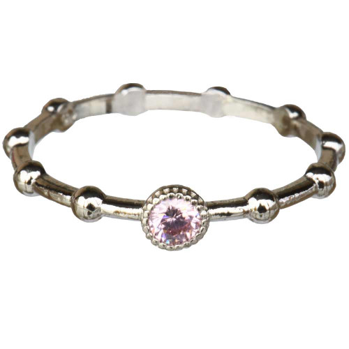 Sterling Silver October Birthstone Rosary Ring with Cubic Zirconia, RROCT