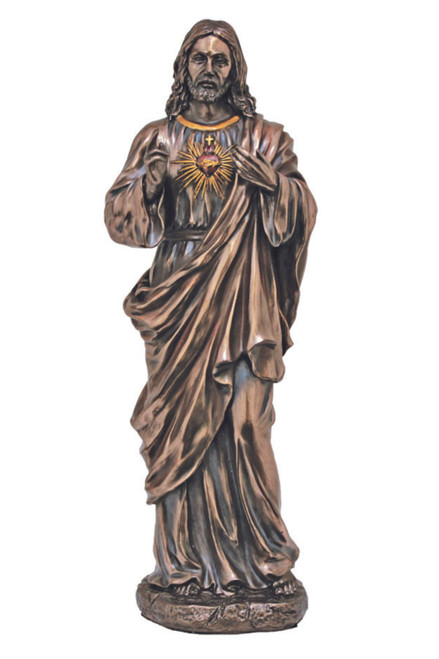 Sacred Heart of Jesus Statue in Cold Cast Bronze 11" SRA-SHJ11