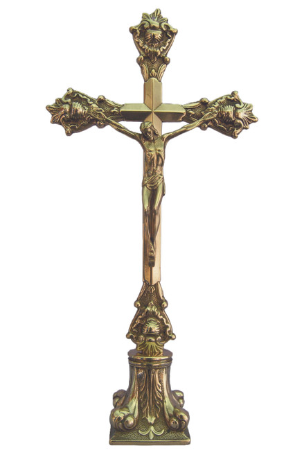 Standing Crucifix in Shiny Brass 15.75" 1217-L