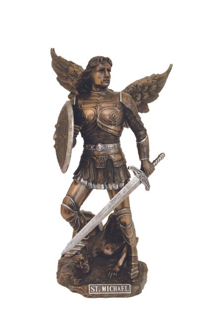 Archangel Michael Statue in Cold Cast Bronze/Pewter Style 9" SR-76311-BP