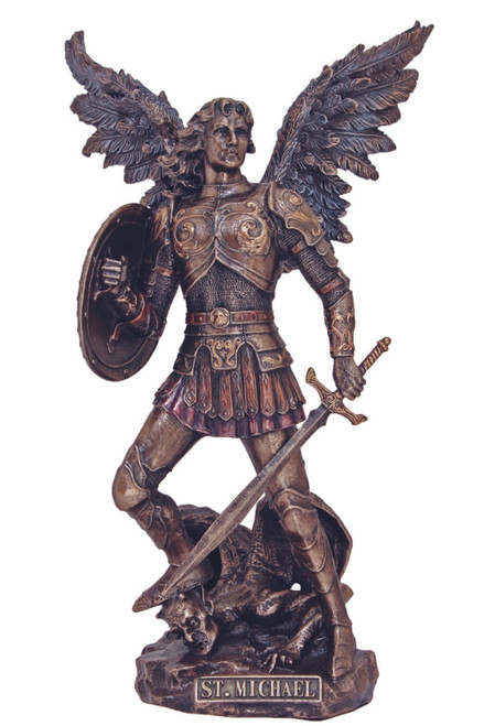 Archangel Michael Statue in Cold Cast Bronze 12.75" SR-74700