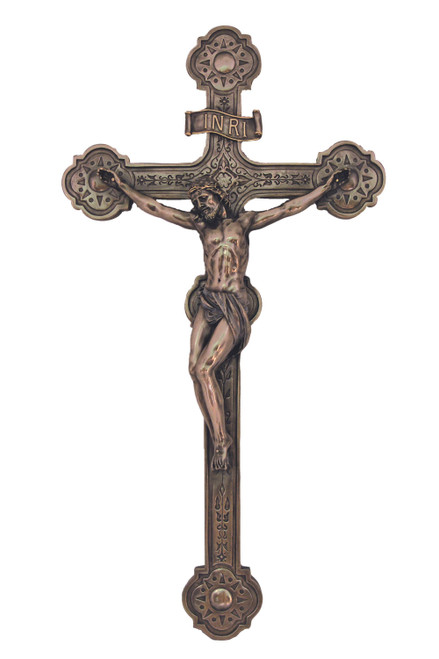 Ornate Crucifix in Cold Cast Bronze 20" SR-75698