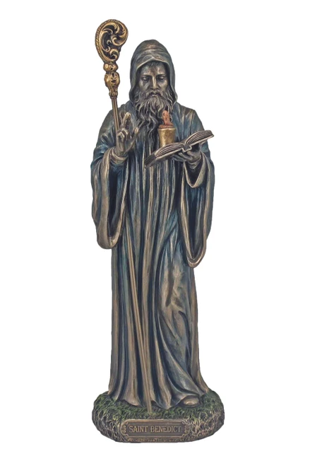 St. Benedict Statue in Cold Cast Bronze 8" SR-76125