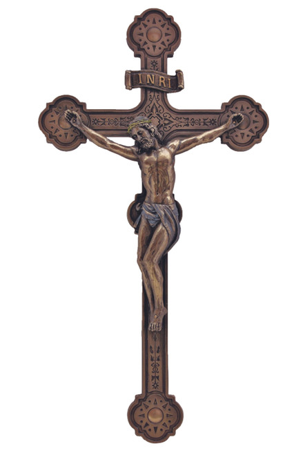 Ornate Crucifix Cold Cast Bronze 14" SR-76435