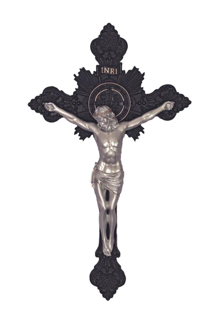 St. Benedict Crucifix Black/ Pewter Style 7.75" SR-76719-BLK