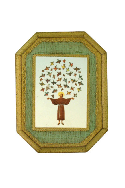 St. Francis with Birds Florentine Plaque 4.75x6" L-296-FR2