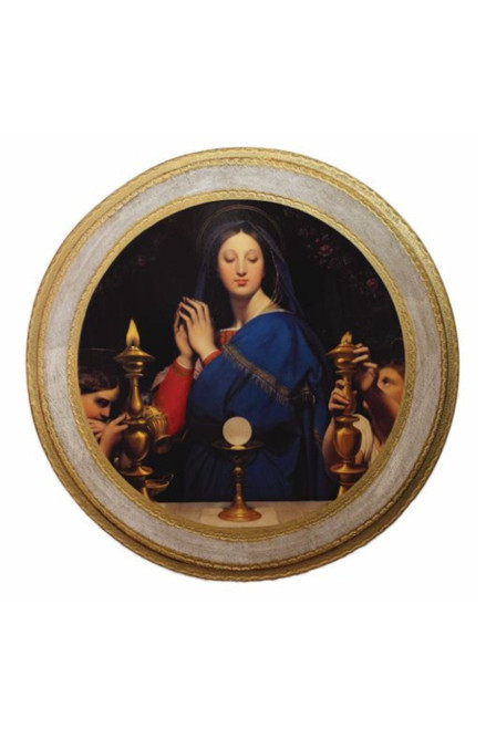 Virgin of The Host by Ingres Florentine Plaque 14" dia. L-2674-W
