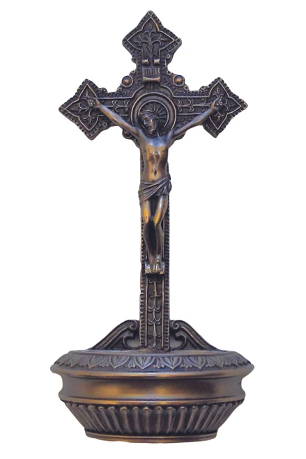 Standing/Hanging Crucifixion Font in Cold Cast Bronze 9" SR-77269