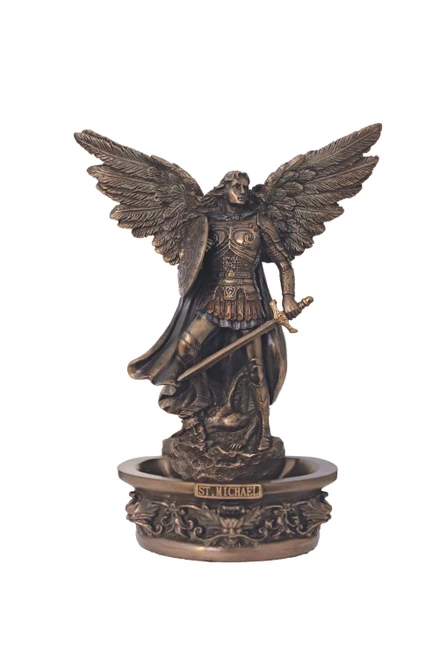 Standing/Hanging St. Michael Font in Cold Cast Bronze 7.25" SR-77799