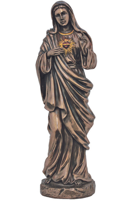 Immaculate Heart of Mary Statue in Cold Cast Bronze 11" SRA-IHM11