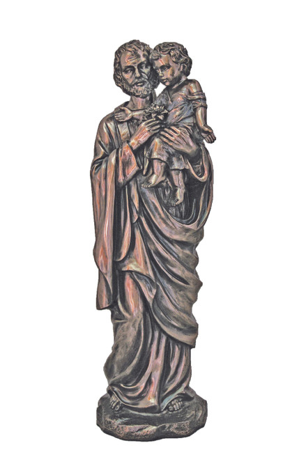 St. Joseph & Child Statue in Cold Cast Bronze 11.5" SRA-JC11